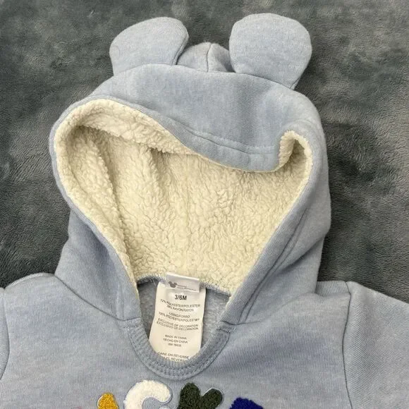 Disney Baby Mickey Blue Fleece Hooded Sweatshirt Size 3-6 Month - Picture 3 of 8